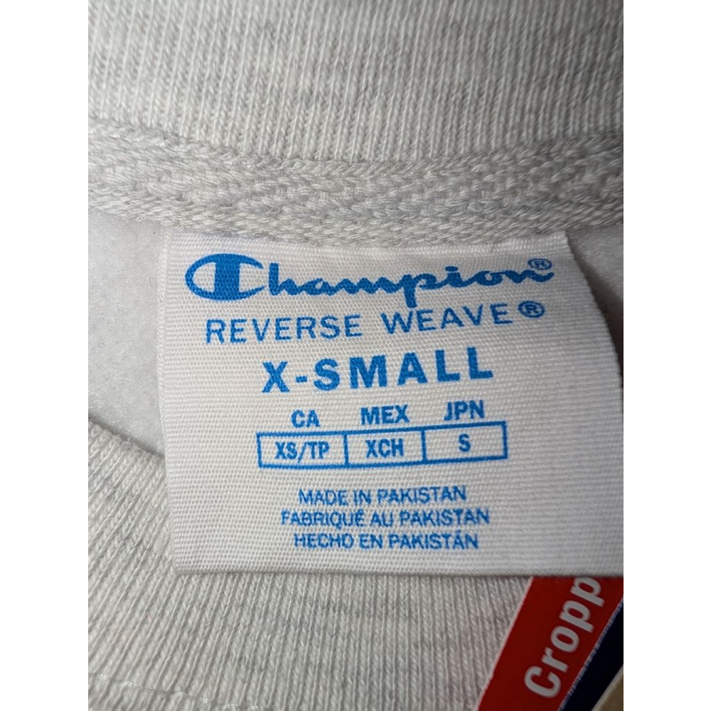 Champion Grey Blue Cropped Sweatshirt Womens XS - Picture 3 of 6